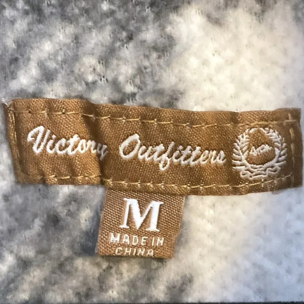 Victory Outfitters 1/4 Zip Black White Buffalo Plaid Fleece Pullover Top Size‎ M